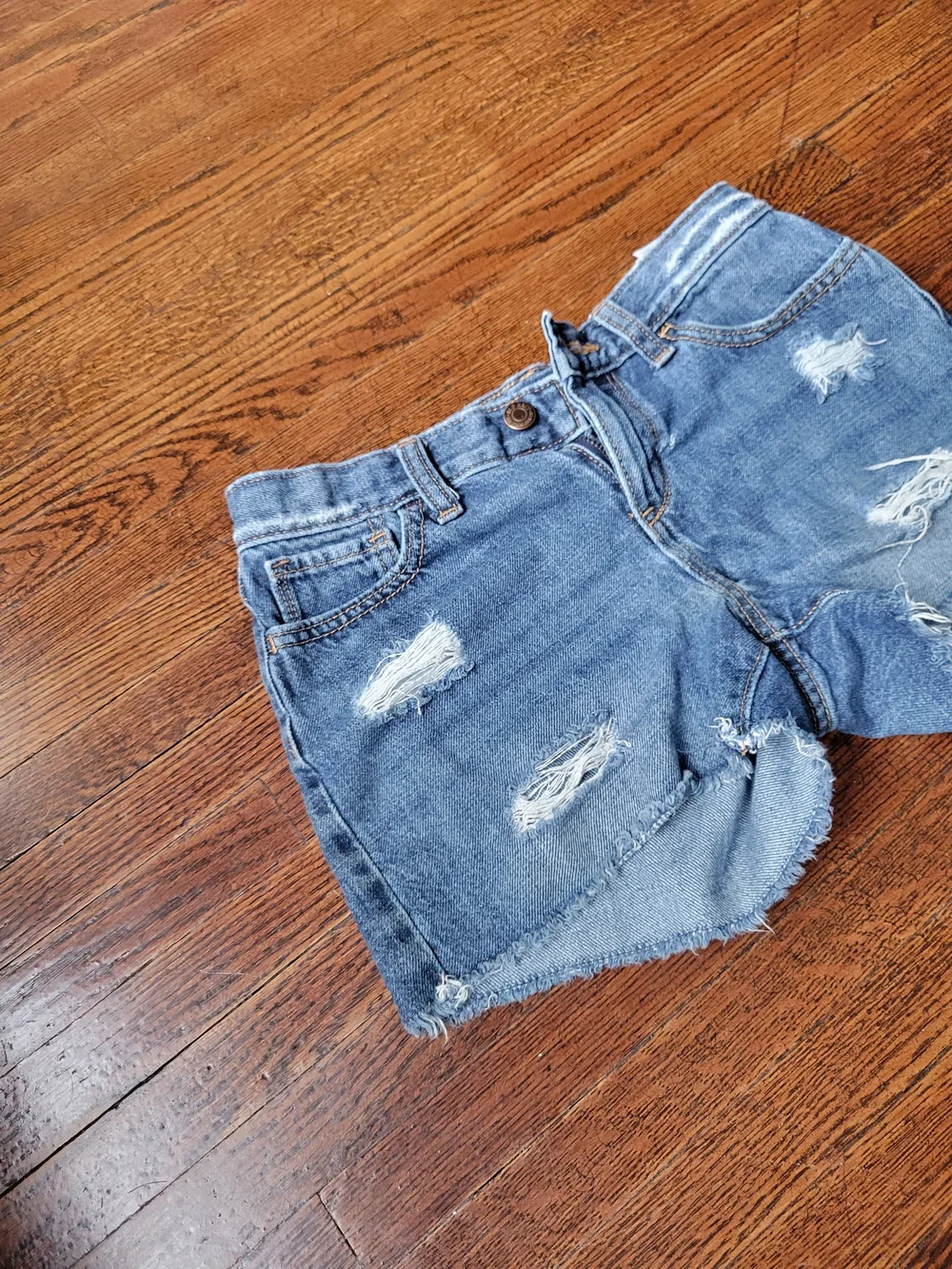 Old Navy Girls Denim Cut-Off Shorts Size 12 Cotton Adjustable Waist Distressed